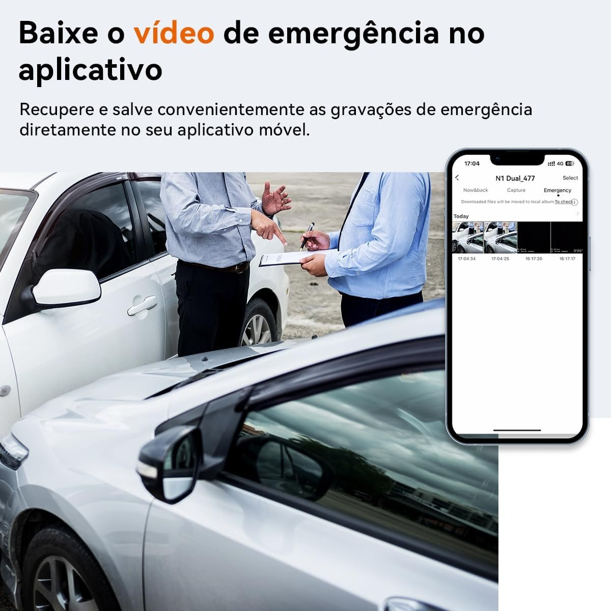 Câmera Veicular DDPAI N1 Dual Frente e Ré 1296P UHD WiFi Visão Noturna Supercapacitor App