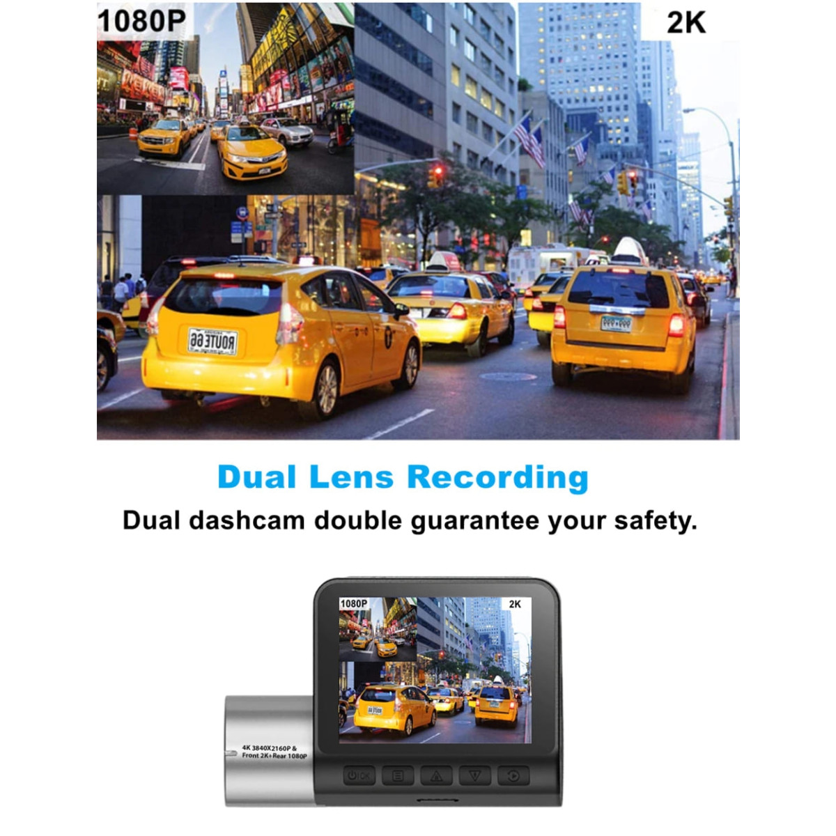 Camera Veicular Novatek 2K 4K Single Dual Dash Cam Pro 2.0" WiFi  Frontal 170 e Traseira 140 Graus Wide Angle 24H Estacionamento