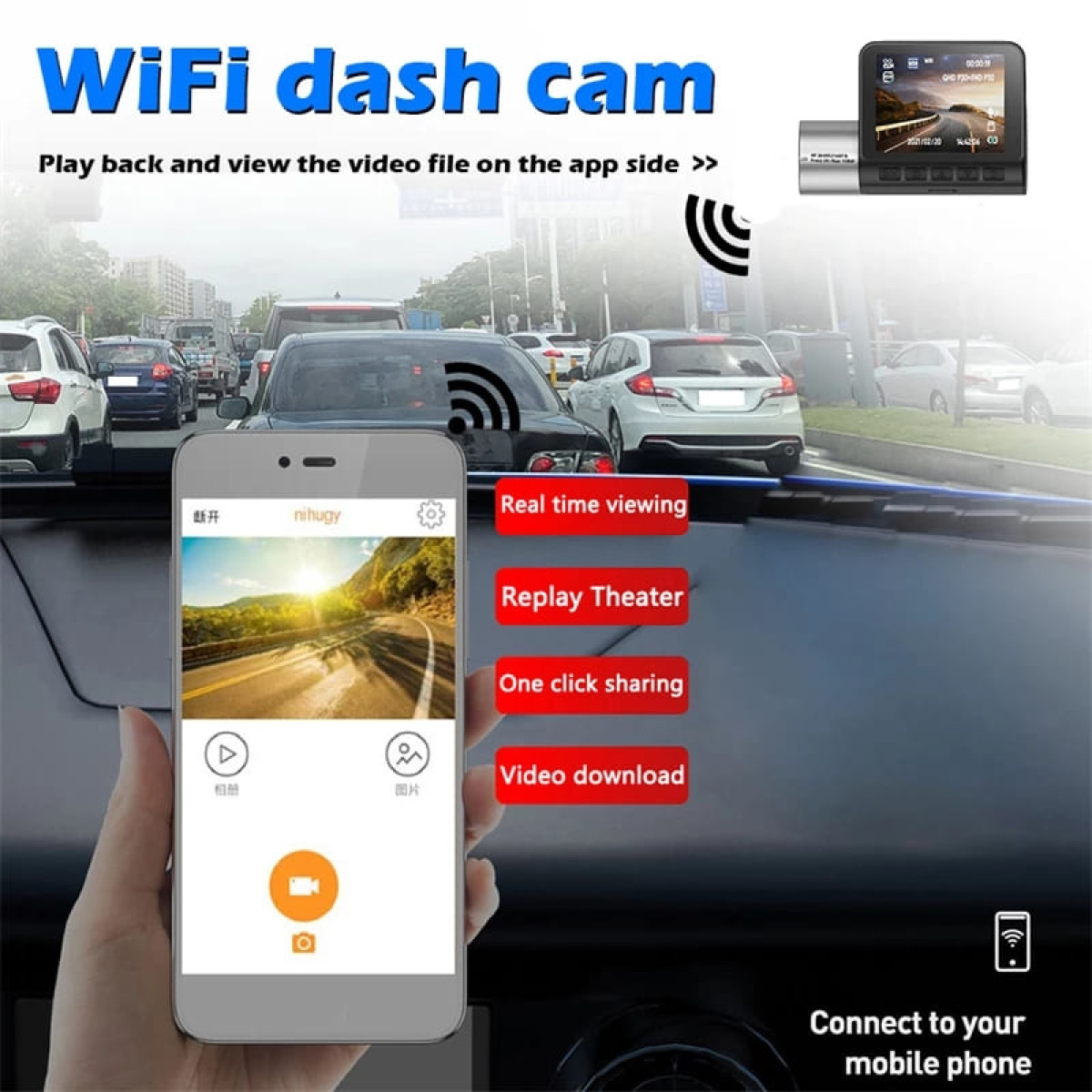 Camera Veicular Novatek 2K 4K Single Dual Dash Cam Pro 2.0" WiFi  Frontal 170 e Traseira 140 Graus Wide Angle 24H Estacionamento