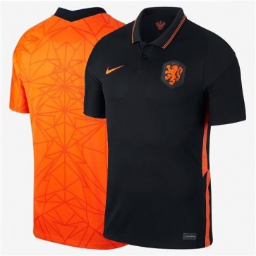 Camisa Futebol Nike Holanda Home Away Casa Visitante 2020 - 2021 - Preto & Laranja
