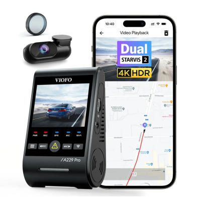 Câmera Veicular Viofo A229 Pro 4K Dual Dash Cam - Sony STARVIS 2 + HDR + GPS