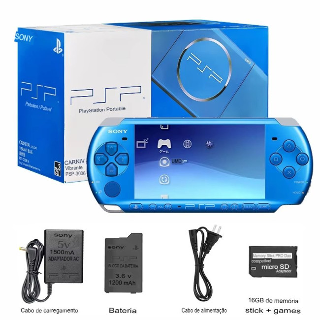 Console Video Game Sony PSP 3000 Desbloqueado Kit Jogos 16GB 32GB